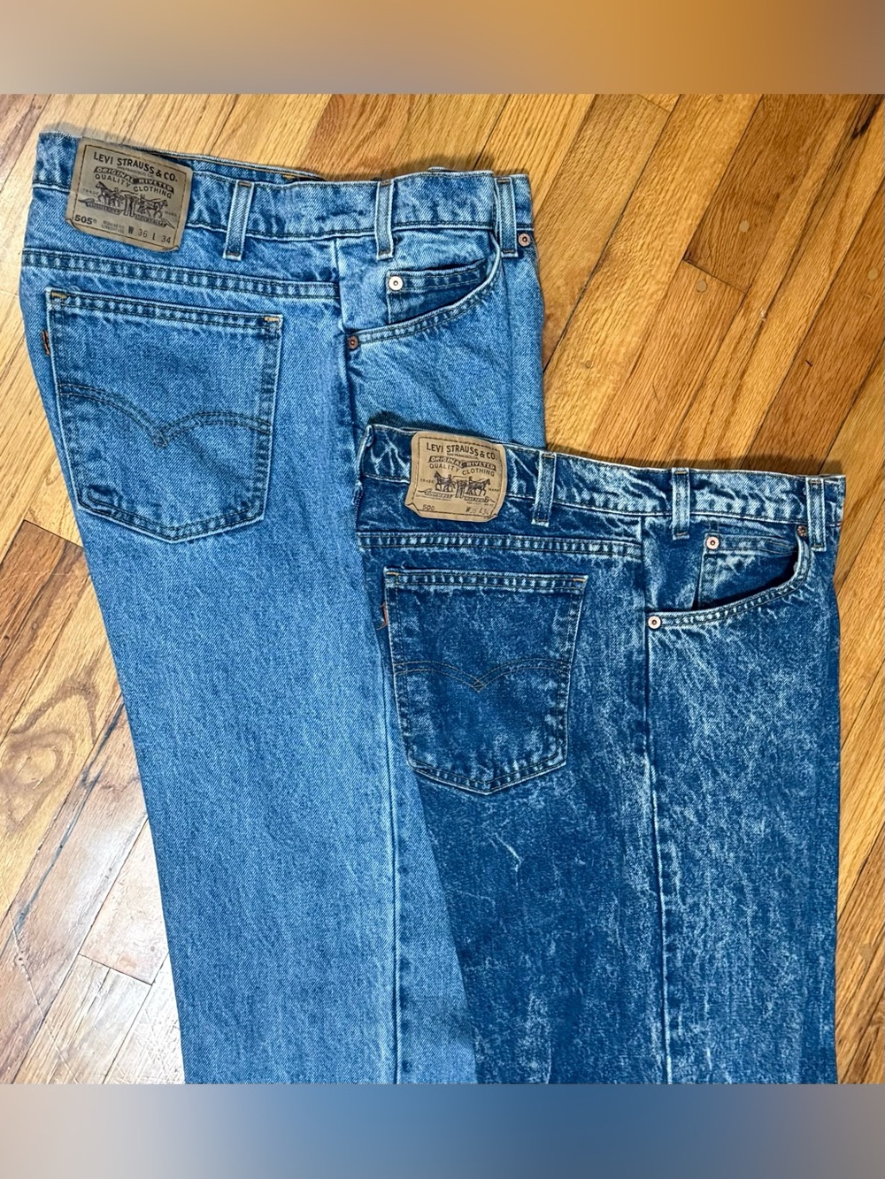 Vintage Levi’s Men’s 36x34 505 Light Wash & 506 Acid Wash Made In USA Lot Of 2